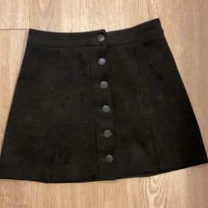 small, Black swede button up skirt